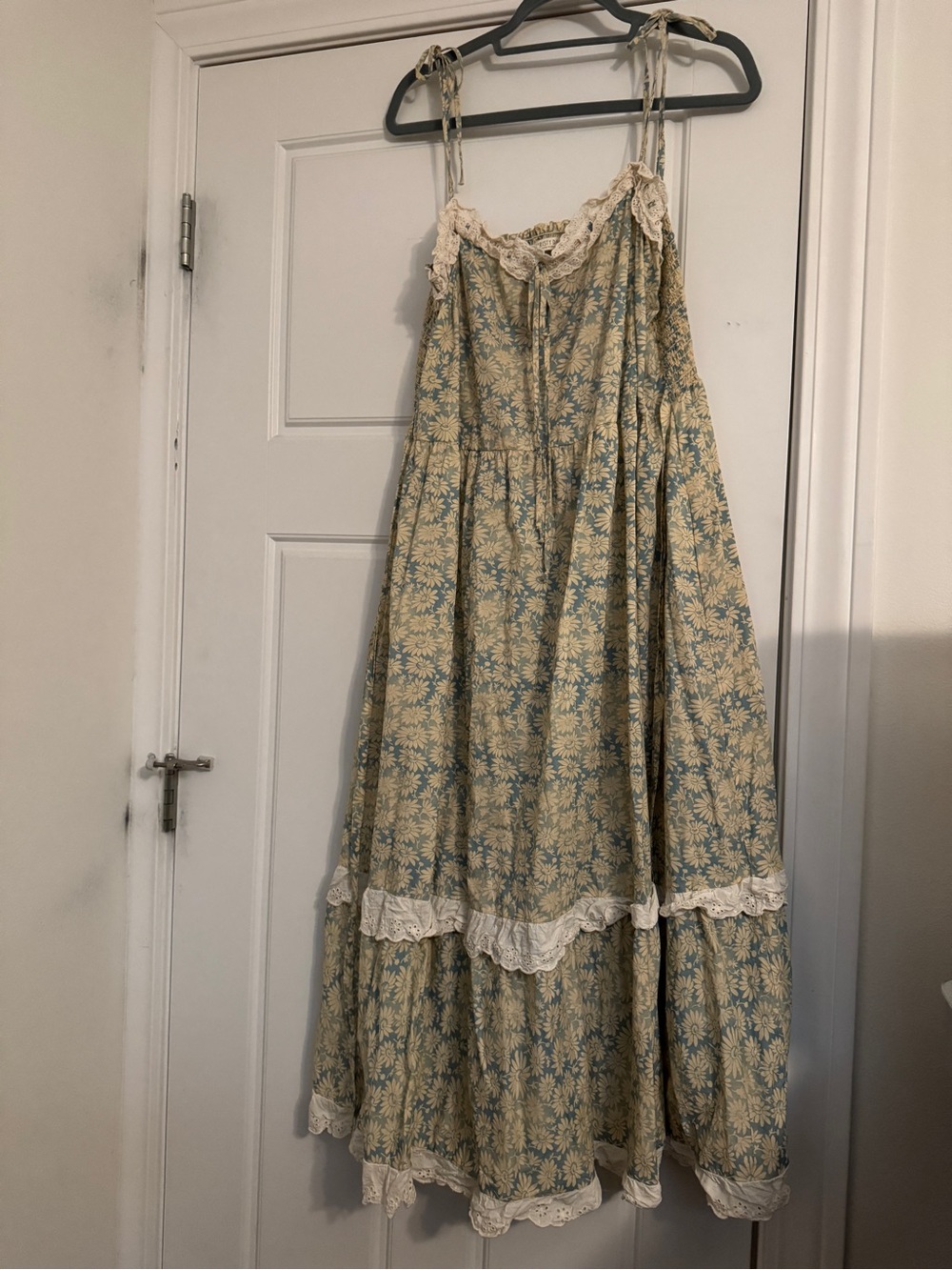 Emma Christy Dawn Sky Chamomile Blue Floral Tiered Sundress